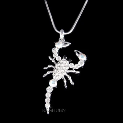 König Skorpion mit Swarovski Kristall Insekt Käfer Halloween Schmuck Halskette - Bild 1 von 4