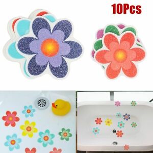 10pcs Non-Slip Bath Tub Flower Safety Treads Applique Stickers Decals Mat Shower
