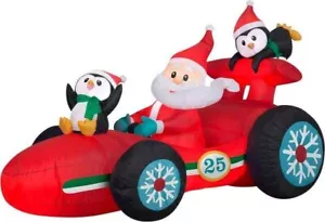 Gemmy Christmas Airblown Inflatable Inflatable Santa's Racecar with Penguins, re - Picture 1 of 4