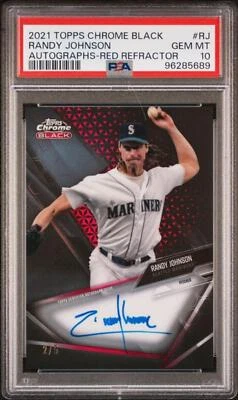 2021 Topps Chrome Black Red #CBA-RJ Randy Johnson PSA 10 GEM MINT Auto 2/5 Marin - Image 1 of 2