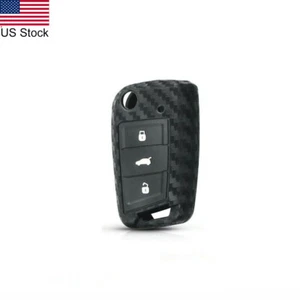 For 15-19 VW MK7 Golf GTI 1pc Carbon Fiber Look Silicone Car Key Fob Case Cover - Picture 1 of 3