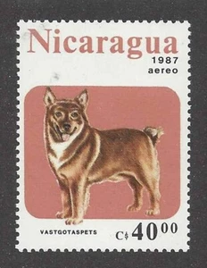 Sello postal retrato estudio corporal arte perro SUECO VALLHUND Nicaragua 1987 MNH - Imagen 1 de 1