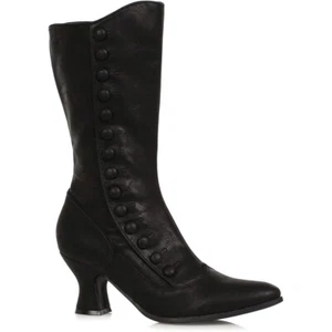 Botas al tobillo victorianas de tacón Ellie de 2,5" para mujeres adultas disfraces zapatos negros talla 7 - Imagen 1 de 2