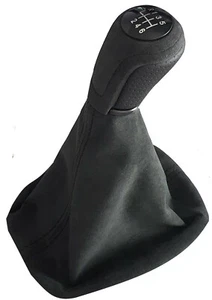 FÜR AUDI A4 B5  94-01 6 GANG LEDER ALCANTARA SCHALTKNAUF SCHALTSACK NAHT SCHWARZ - Bild 1 von 3