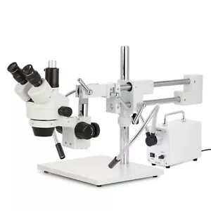 3.5X-180X Zoom Stereo Boom Microscope + Dual-LED Fiber Optic Lights - Picture 1 of 15