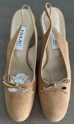 ISAAC Mizrahi Vintage Marrón Gamuza Slingback 7B Foto 1 de 4