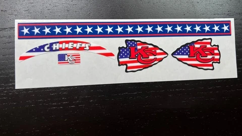 Kansas City Chiefs Stars & Stripes Mini Football Helmet Decal Set Cover