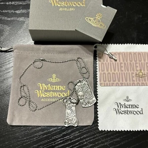 Vivienne Westwood Collar Colgante Etiqueta de Perro Nana Plata Con Bolsa - Imagen 1 de 8