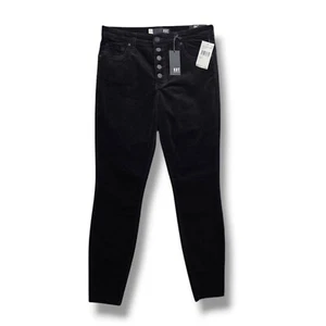 Kut from the Kloth Donna Corduroy Pants Womens 8 High Rise Ankle Skinny Black - Picture 1 of 11