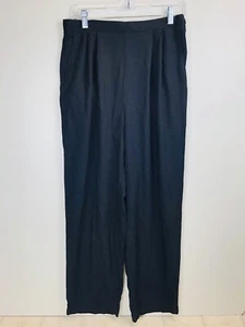 Vintage Damen 14 Carole Little Black Krepp Palazzo Hose weites Bein Viskose 90er - Bild 1 von 7