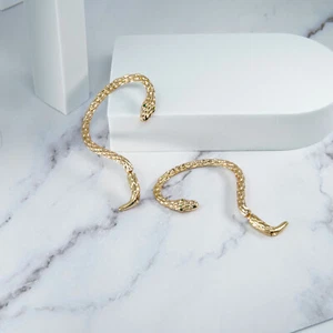 Hermosos pendientes de longitud de serpiente premium sobre la oreja joyería fina poste trasero - Imagen 1 de 4