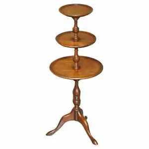 STUNNING ANTIQUE MAHOGANY THREE TIERED WHATNOT SIDE END LAMP WINE TABLE - Picture 1 of 11