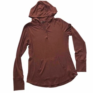 Sudadera con capucha Prana Sol Protect Henley para mujer marrón óxido medio UPF50+ Active Gorpcore - Imagen 1 de 12