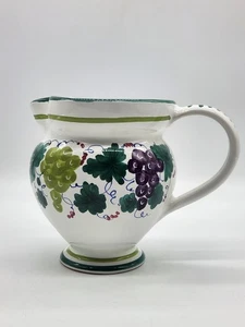 Small Italian Pottery Pitcher Grapes & Grape Leaves 5" Tall - Picture 1 of 11