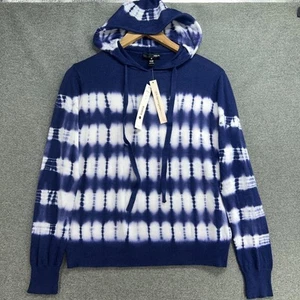 AQUA Hoodie Womens Medium Blue Tie Dye Pullover 100% Bloomingdales Exclusive NEW - Picture 1 of 7