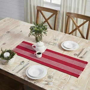 Arendal Red Stripe Runner Fringed 12x36 - Picture 1 of 5