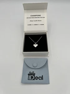 Sterling Silver 925 Shiny Heart Necklace 16” Chain Boxed Gift Engraved - Picture 1 of 9