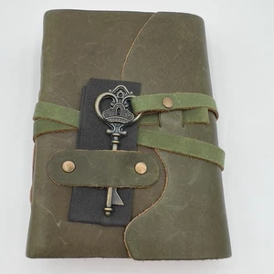 Vintage Leather Journal Notebook 6x4 200 Deckle Page Paper Key Tuck Olive Green - Picture 1 of 10