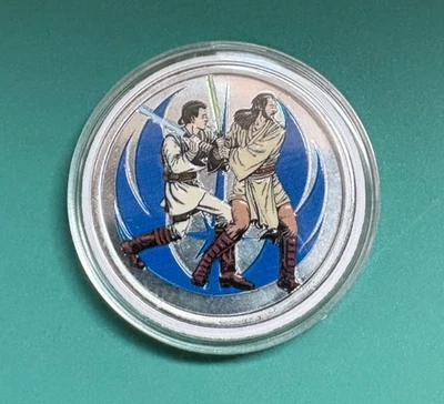 Disneyland Star Wars Colored Collectible Medallion Obi-Wan, Gui-Gon, Darth Maul - Image 1 of 2