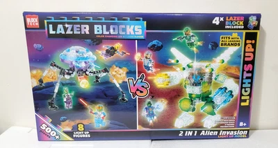 Block Tech Lazer Blocks 2-in-1 Alien Invasion Light Up LED Building Set 500+ Pie - Image 1 of 4