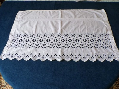 BRODERIE ANCIENNE RIDEAU COTON BLANC - Photo 1/4