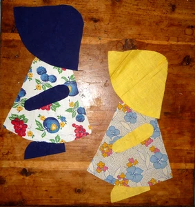 Vintage Lot of 6 Sun Bonnet Sue Quilt Block Pieces  c. 1930-50's  To Finish - Picture 1 of 3