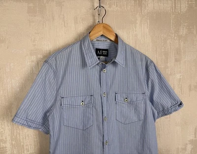 Armani Jeans Short Sleeve Shirt Striped Men's Size M-L - Image 1 of 4