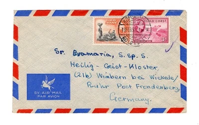 K363 Gold Coast 1955 QEII Airmail Rate Cover - Sent to Germany - - Image 1 of 2