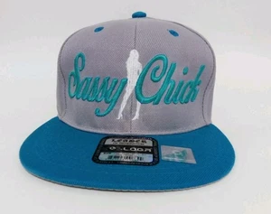 Sassy Chicks Snap Back Hat Gray & Blue Ball Cap 3D Embrodery Flat Bill Hat - Picture 1 of 13