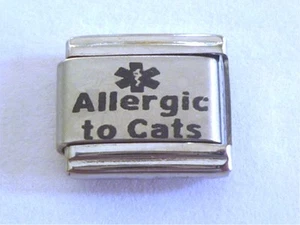 9mm Klassische Größe Italienische Charms L14 Medizinische Warnung Allergisch gegen Katzen - Bild 1 von 1