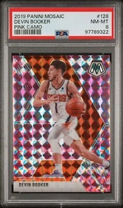 Devin Booker PSA 8 2019 Panini Mosaic #128 Pink Camo Phoenix Suns - Picture 1 of 2