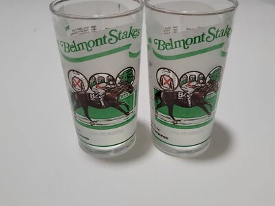Vtg 1987 Belmont Stakes Glasses 119th Running Horse Race #8 Mint Julep Rare! - Image 1 of 4