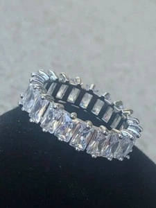 14 Karat Quarz Diamant Platin Eternity Band Ring - Quarz Stein Titan - Bild 1 von 9