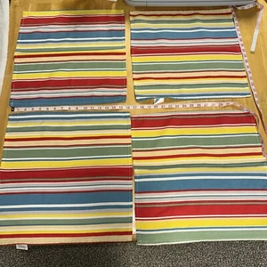 Set of 4 Red, Green, Yellow, Blue, White Striped Placemats for everyday 16"x17" - Picture 1 of 8