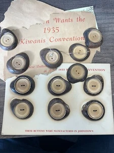 Ultra Rare Vintage Kiwani's Wood Buttons lot (12) Johnston PA 1935 - Picture 1 of 1