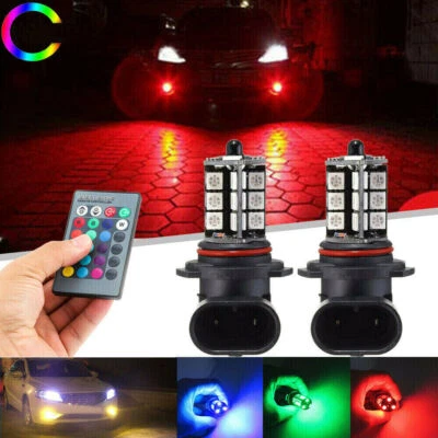 2Pcs H11 H9 H8 5050 27 SMD RGB Car Headlight Fog Light LED Bulb Remote Control - Image 1 of 4