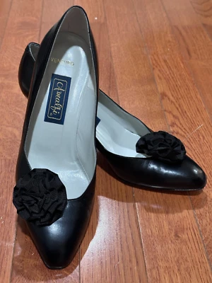 Tacones de gatito vintage para mujer cuero negro/amalfi/talla 8/buen estado Foto 1 de 4