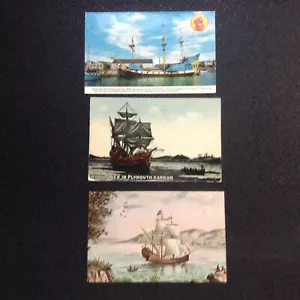 3 alte Postkarten von Schiffen - Maiblume von 1917 & 350 Anniv.  + Halbmond 1971 - Bild 1 von 8