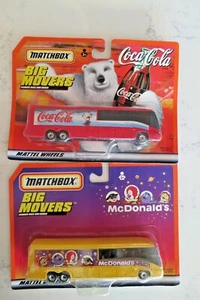 Lot of 2 Matchbox Big Movers McDonald's and Coca Cola Bus New , NICE! - Picture 1 of 2
