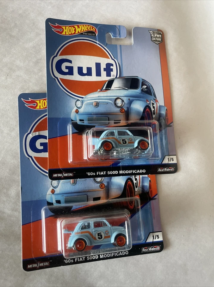 Hw600 Hot Wheels 2019 Car Culture Gulf 60s FIAT 500d Modificado Real Riders