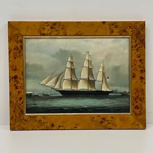 Wedgewood Porcelain plaque of Clipper Ship The Sea Witch in Maple Frame - Picture 1 of 6