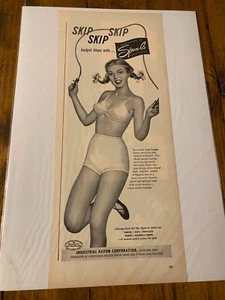 Sujetador y bragas hiladas vintage 1950 niña cuerda saltar anuncio de arte pinup - Imagen 1 de 1