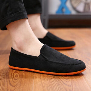 Summer Mens Comfy Moccasins Casual Driving Loafers Breathable Flats Canvas Shoes