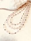 Collier perles pierres précieuses naturelles quartz rose triple brins
