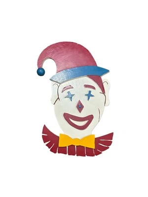 Vintage OOAK Hand Crafted Wooden Clown Wall Hanging Fun Creepy Wall Decor 27in - Image 1 of 4