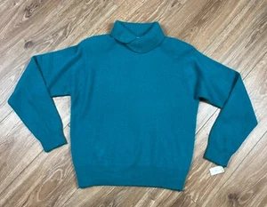 VTG Jennifer Moore Pull Over Sweater Size M Teal Blue Soft Angora & Wool Classic - Picture 1 of 11