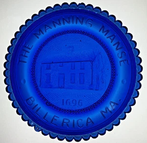 Billerica MA Manning Manse Massachusetts Collectible Pairpoint Glass Cup Plate - Picture 1 of 8