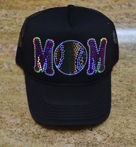 BASEBALL MOM bling cap sparkly hat FASHION Glossy School team sequins - Picture 1 of 3