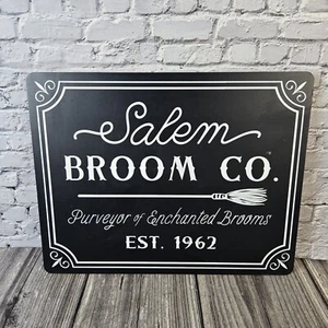 Halloween Salem Broom Co. Wood Witchy Sign Holiday Plaque Wall Decor 16x13  - Picture 1 of 10