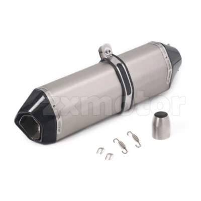 Silenciador de escape para motocicletas 475 mm 18,7" color titanio fibra carbono puntas cubierta Foto 1 de 4